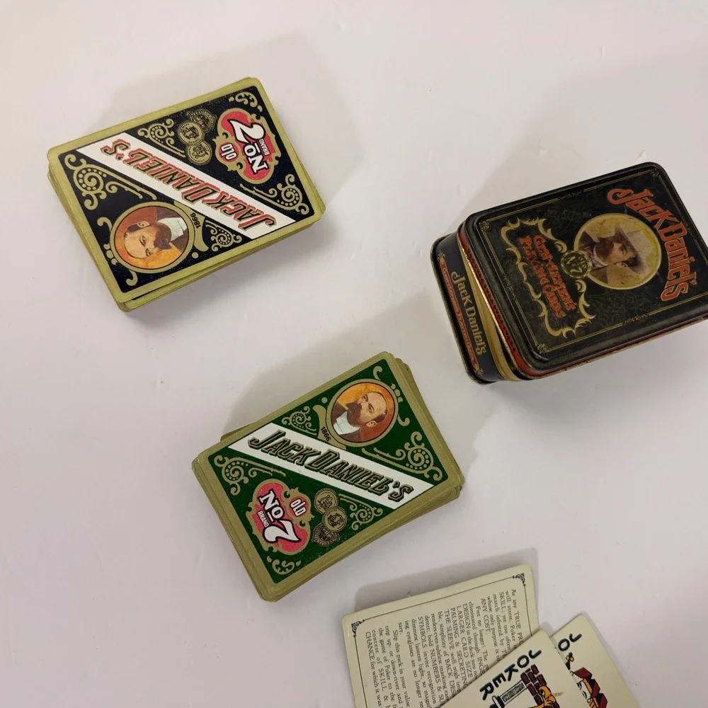 Jack Daniels Gentlemen Playing Cards OS Black Green Fair Vintage Tin England